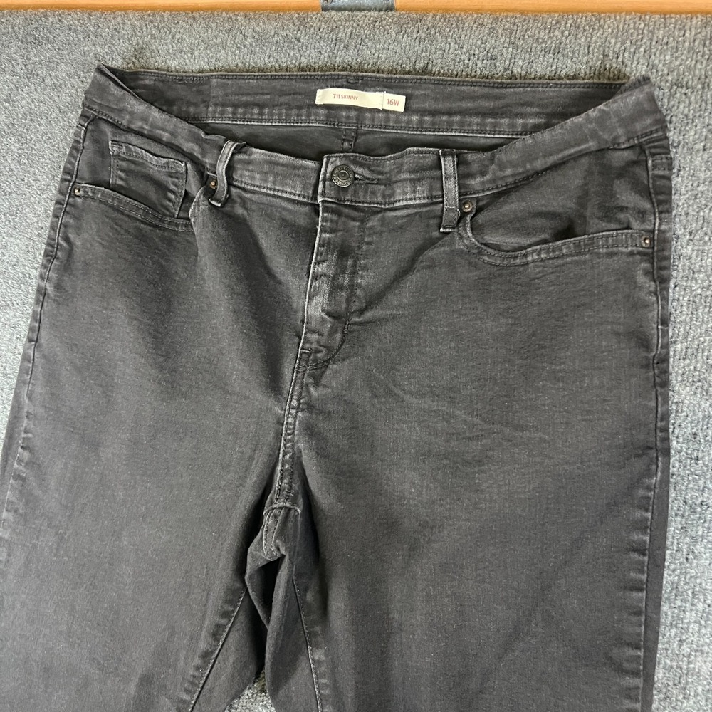 Levi's 711‎ Jeans Womens 16W 36x28 Black Peony Denim Cotton Mid Rise Skinny Leg